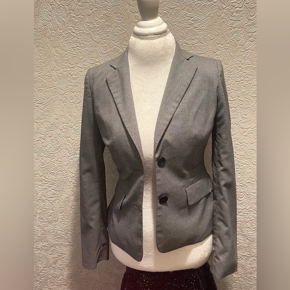 Banana Republic Black Herringbone Pattern Blazer